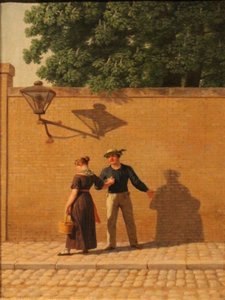Deens:  En matros, som tager afsked med sin pige Een zeeman die afscheid neemt van zijn meisje door Christoffer Wilhelm Eckersberg