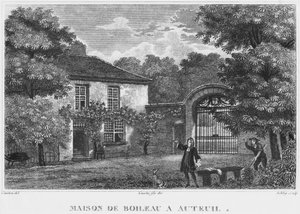 Huis van Nicolas Boileau, bekend als Boileau-Despreaux, in Auteuil, Parijs, gegraveerd door Ashby (19e eeuw) door Christophe Civeton