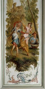 Chinoiserie: Dansscène, paneel van de grote salon van het kasteel van Champs sur Marne