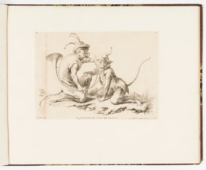 Plaat 10, Le Maître de Cors de Chasse, Singeries ou différentes actions de la vie humaine représentées par des singes door Christophe Huet