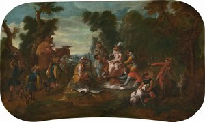 Singerie: De Picknick, ca. 1739 door Christophe Huet