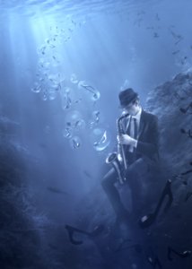 De onderwaterjazzmuzikant
