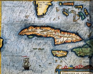 Kaart van de Caribische Zee door Christophe Plantin