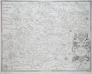 Kaart van Essex, gegraveerd door William Web, gepubliceerd 1645 door Christopher (after) Saxton