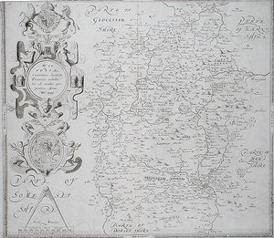 Kaart van Wiltshire, gegraveerd door William Web, gepubliceerd 1645 door Christopher (after) Saxton
