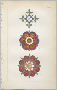 De kunst van decoratief ontwerp: met een bijlage, waarin de uren van de dag worden gegeven waarop bloemen opengaan, uitgegeven door Day & Son, Londen, 1862 door Christopher Dresser