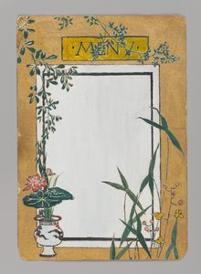 Menu kaart met bamboe en bloemen door Christopher Grant La Farge