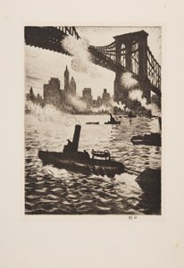 Onder Brooklyn Bridge, pub 1921 door Christopher Richard Wynne Nevinson