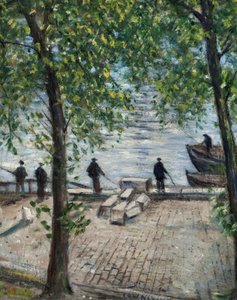Vissers op de Seine, 1939 door Christopher Richard Wynne Nevinson