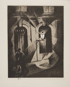Sinister Parijs Nacht, uitgegeven 1929 door Christopher Richard Wynne Nevinson