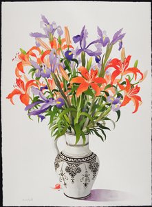 Bloemen in een Zwart-Witte Kan door Christopher Ryland
