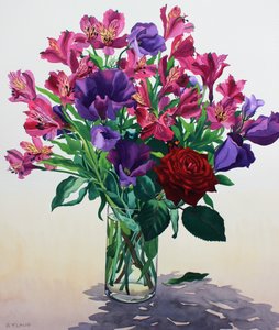 Bloemen met rode roos door Christopher Ryland