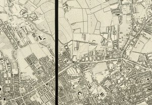 Detail van het gebied rond Pentonville, van Kaart van Londen, van een feitelijke enquête gemaakt in de jaren 1824