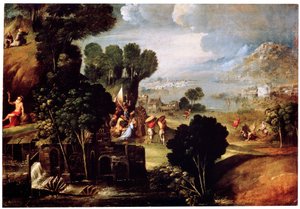 Landschap met Scènes uit de Levens van de Heiligen, c1530