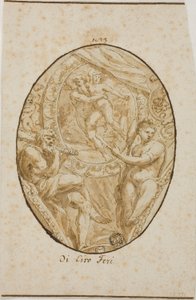 Spandrel met Verkrachting van Orytheia geflankeerd door Hercules en Omphale