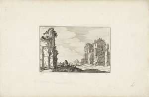 Twee herders bij een ruïne door Claes Jansz. Visscher (II)
