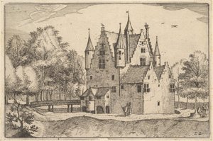 Een kasteel, plaat 22 uit Regiunculae et Villae Aliquot Ducatus Brabantiae, ca. 1610 door Claes Jansz Visscher