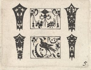 Blackwork Print met een Symmetrisch Schweifwerk Patroon door Claes Jansz Visscher