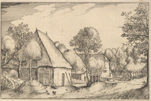 Boerenerf, plaat 5 uit Regiunculae et Villae Aliquot Ducatus Brabantiae, ca. 1610 door Claes Jansz Visscher