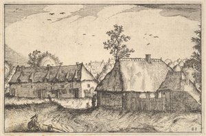Grote schuren, plaat 21 uit Regiunculae et Villae Aliquot Ducatus Brabantiae, ca. 1610 door Claes Jansz Visscher