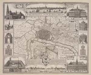 Plan van Antwerpen met uitzicht op de stad en de belangrijkste gebouwen