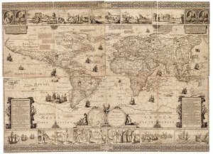 Het blad is een composiet van acht secties en een gravure, geplakt op karton. Schaal: circa 1:35,000,000