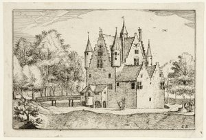 Een kasteel, plaat 22 naar Afbeeldingen van boerderijen, landhuizen en rustieke dorpen (Praediorum villarum et rusticarum casularum icones) door Claes Jansz. Visscher II
