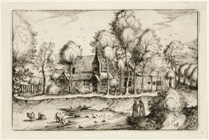 Een vijver, plaat achttien naar Afbeeldingen van boerderijen, landhuizen en rustieke dorpen (Praediorum villarum et rusticarum casularum icones)