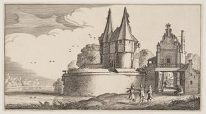 Bastion en stadspoort aan een rivier, uit Landschappen (Playsante Lantschappen) door Claes Jansz. Visscher II