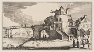Brug met tolhuisje, uit Landschappen (Playsante Lantschappen) door Claes Jansz. Visscher II