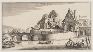 Ingang van een stad, uit Landschappen (Playsante Lantschappen) door Claes Jansz. Visscher II