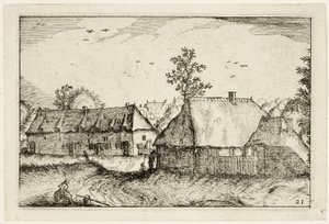 Grote loodsen, plaat 21 naar Afbeeldingen van boerderijen, landhuizen en rustieke dorpen (Praediorum villarum et rusticarum casularum icones) door Claes Jansz. Visscher II