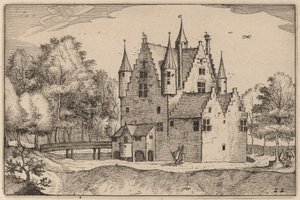 Een kasteel door Claes Jansz Visscher after Johannes van Doetechum, the Elder after Lucas
