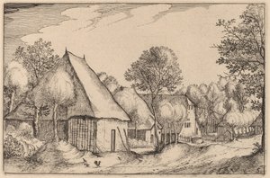 Een Boerenhof door Claes Jansz Visscher after Johannes van Doetechum, the Elder after Lucas