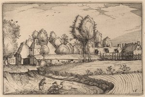 Weg langs een Veld door Claes Jansz Visscher after Johannes van Doetechum, the Elder after Lucas