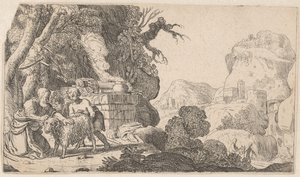 Abraham en Isaak met de offerram Geschiedenis van Abraham (serie titel)