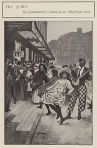 Een goedgehumeurde rij buiten de deuren van het London Hippodrome door Clarence F. Underwood