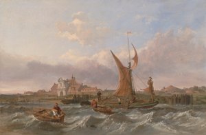 Een Thames Barge met Wind Mee bij Tilbury Fort