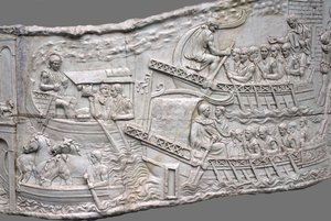 De Romeinse galeien. Reliëf detail van Trajans Zuil, 1e-2e eeuw