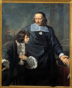 Een leermeester en zijn leerling. Schilderij door Claude Lefebvre (1632-1675)