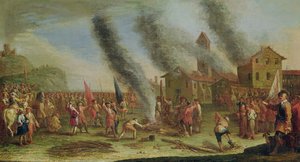 De ellende van de oorlog. De brandstapel door Claude Callot