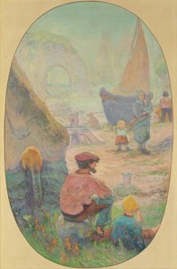 Vissers in Etretat door Claude Emile Schuffenecker