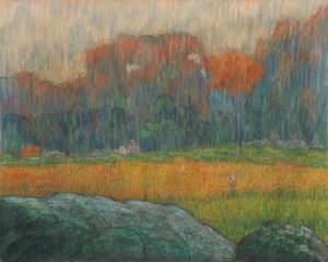 Landschap met Figuur en Huizen