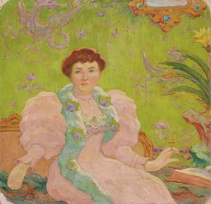 Jonge vrouw in roze jurk, ca. 1893 door Claude Emile Schuffenecker