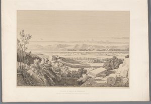 Landschap met zicht op ruïnes van Korinthe (Vues des sites les plus célèbres de la Grèce antique) door Claude Félix Théodore Caruelle d