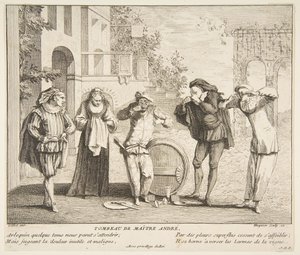 De Dood van Meester Andre door Claude Gillot, Jacques Gabriel Huquier