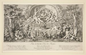 Feest van Faunus, God van de bossen door Claude Gillot