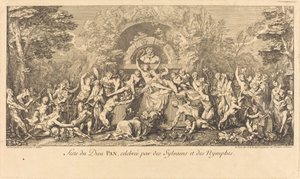 Feest van de God Pan Gevierd door Sylvans en Nimfen