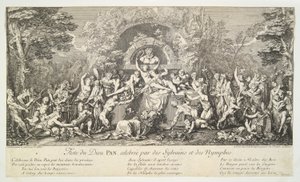 Feest van de god PAN, gevierd door sylvains en nimfen door Claude Gillot