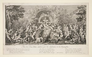 Fête du Dieu Pan, gevierd door Sylvains en Nymfen door Claude Gillot